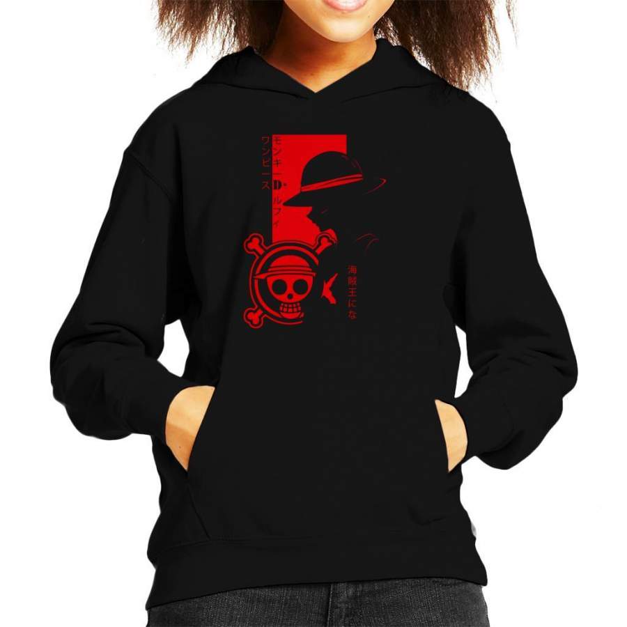 One Piece Monkey Luffy Profile Kid’s Hooded Sweatshirt