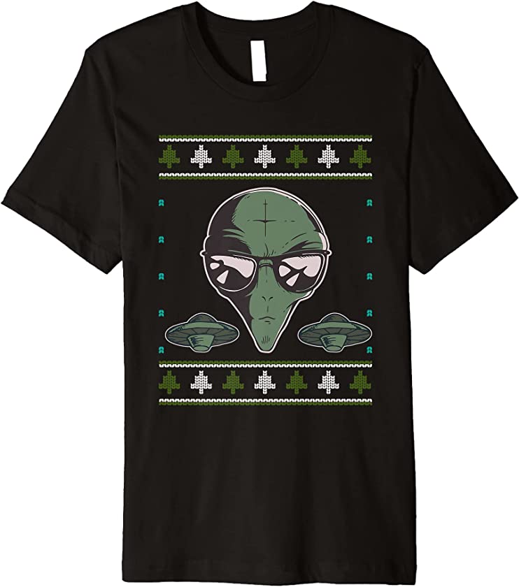 Ugly Christmas UFO Santa Claus New Year Spaceship Alien Premium T-Shirt