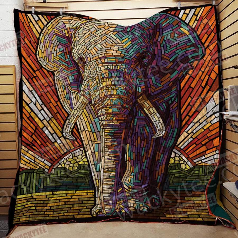 Mosaic Elephant 3D Quilt Blanket