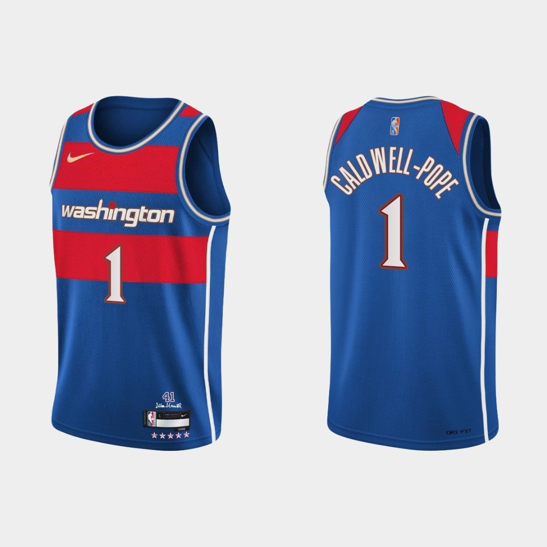 Washington Wizards Kentavious Caldwell-pope #1 NBA Basketball City Brandedition Blue Jersey Gift For Wizards Fans