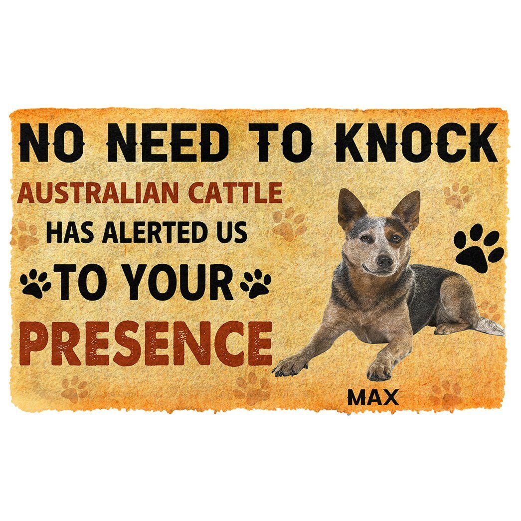 Gearhumans 3D No Need To Knock Australian Cattle Dog Custom Name Doormat