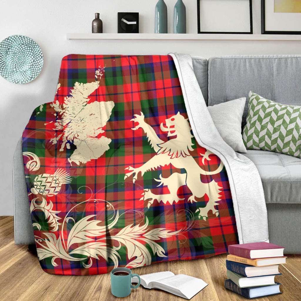 Tartan Blanket Macnaughton Modern Tartan Scotland Lion Thistle Map Plaid Blanket