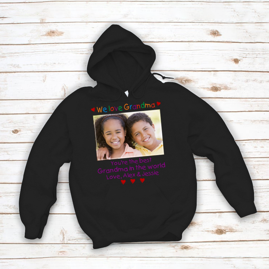 Presonalized We Love Grandma Custom Photo Hoodie