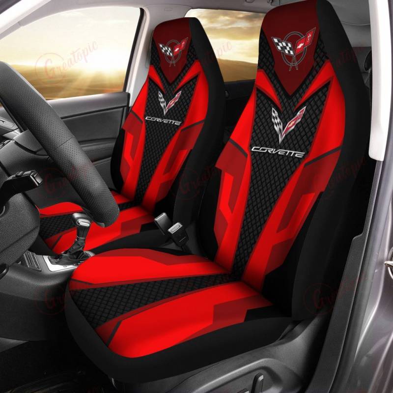 Chevrolet Corvette NTH Car Seat Cover (Set of 2) Ver2 (Red)