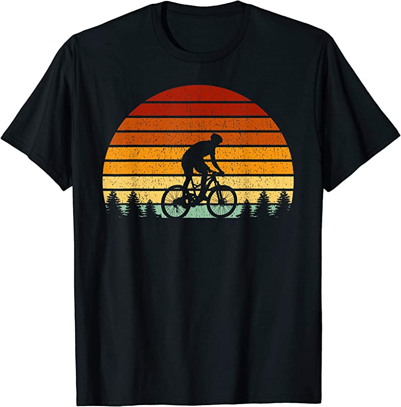 Vintage Sunset Mountain Biking Gift For Mountain Bikers T-Shirt