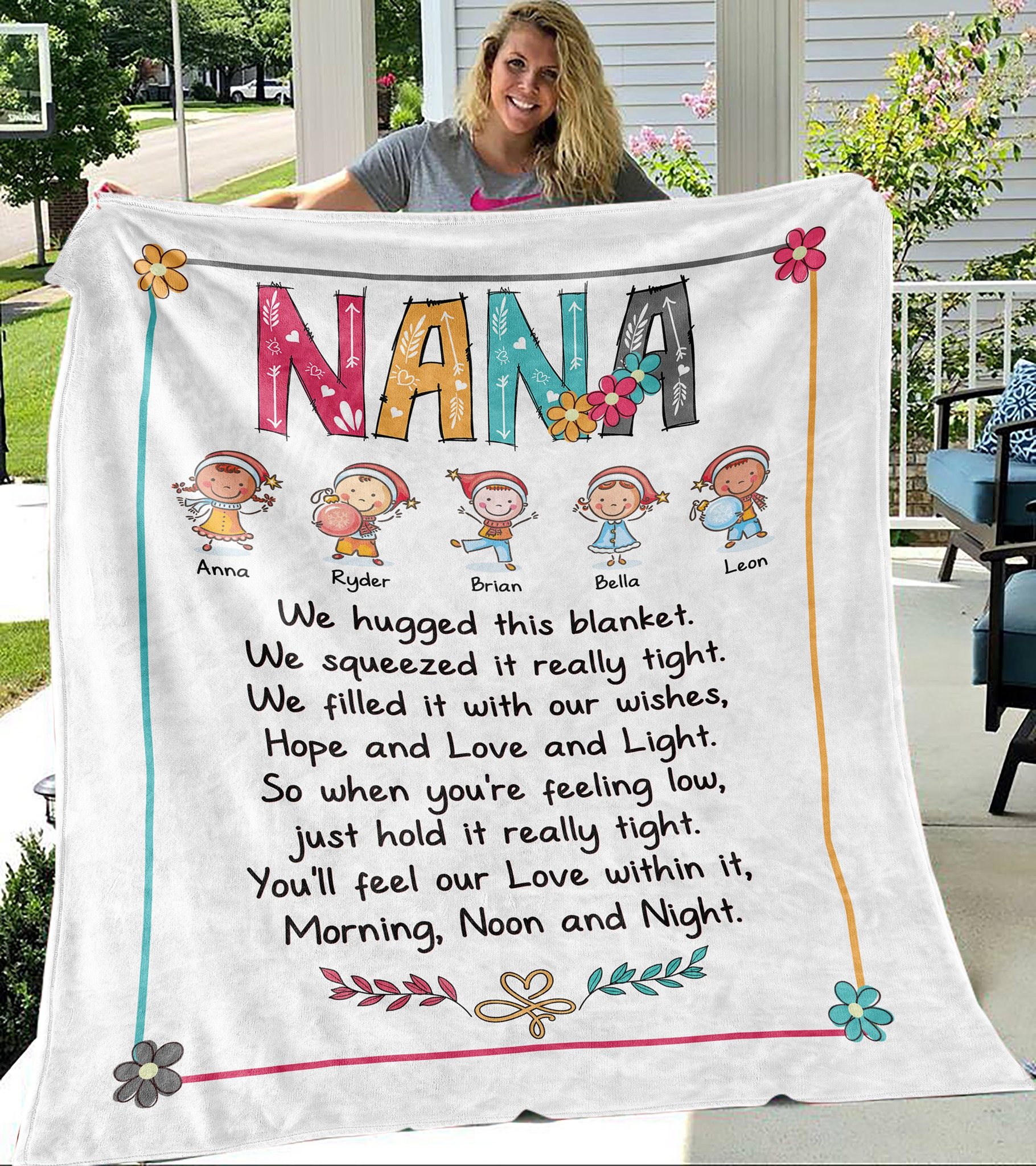 Personalized Nana With Grankids Names Blanket Nana We Hugged This Blanket Christmas Gift For Grandma Nana Mimi