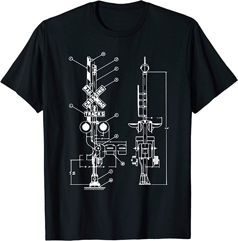 Vintage Railway Model10 Crossing Patent Drawing Model Train T-Shirt