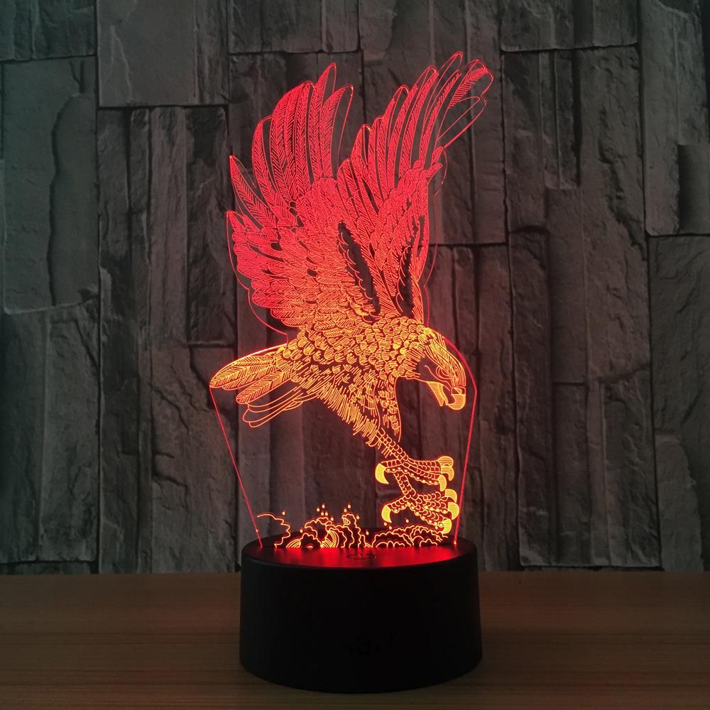 Wild Animal Wingspan Eagle Pattern 3D Illusion Night Light Led Light