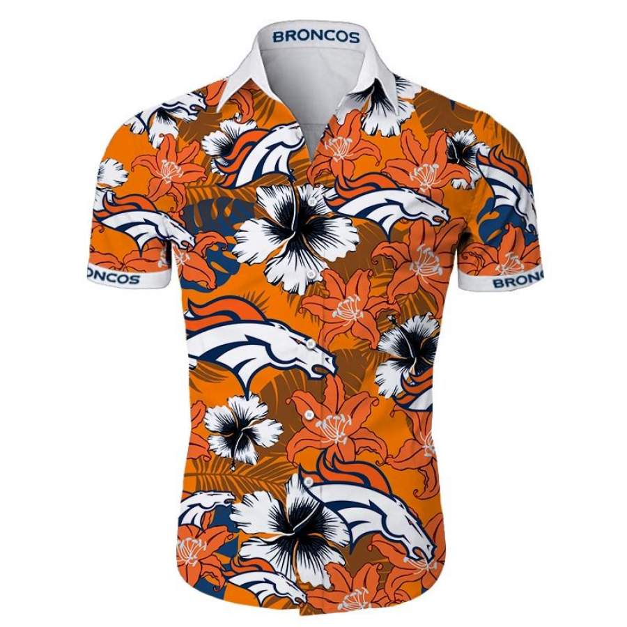 Denver Broncos Hawaii Shirt Tropical Flower Short Sleeve Slim Fit Body Ha97347