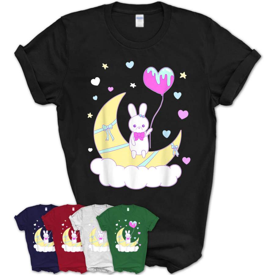 Yume Kawaii Fashion Nu Goth Bunny On The Moon Clothing T-Shirt