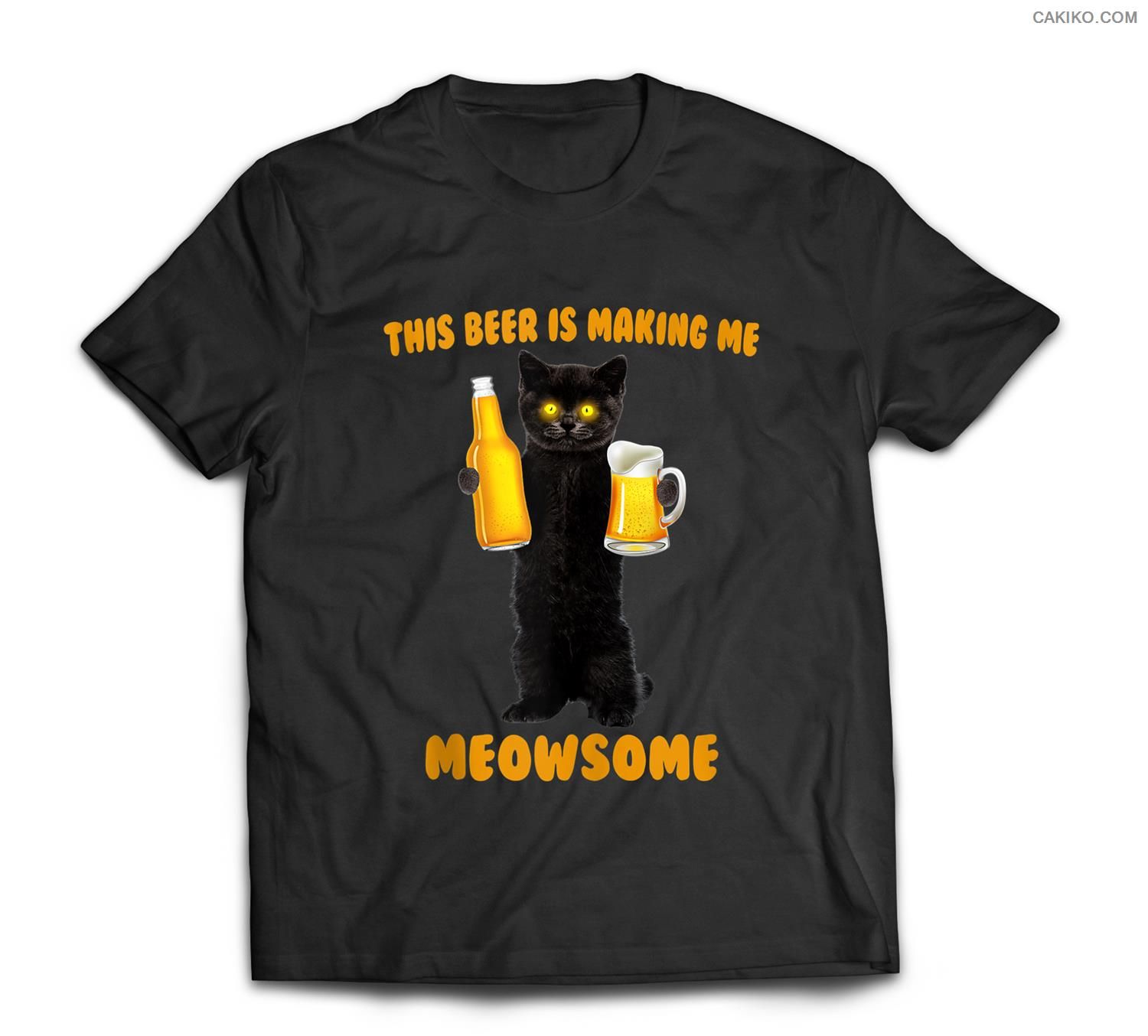 This Beer Is Making Me Meowsome Funny Black Cat Holds Beer T-Shirt
