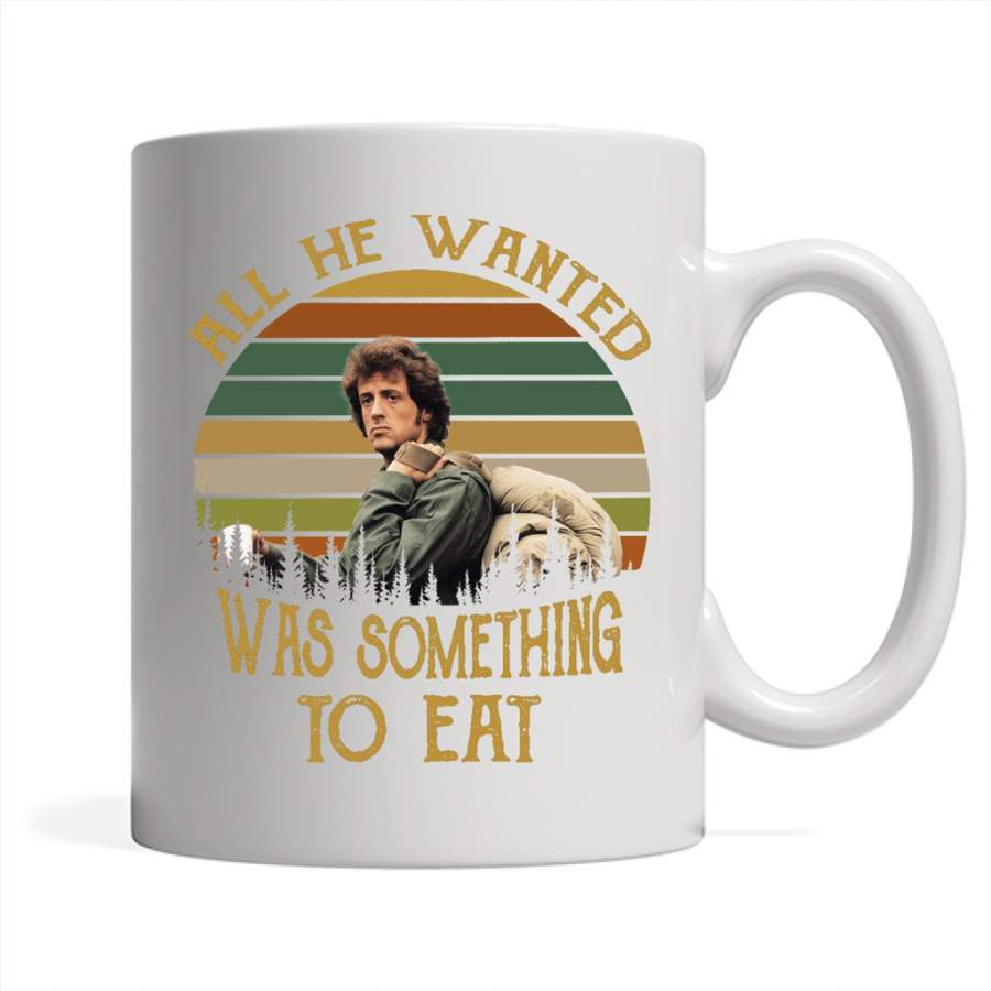 All He Wanted Was Something To Eat, Classic Vintage Retro Design – Full-Wrap Coffee White Mug