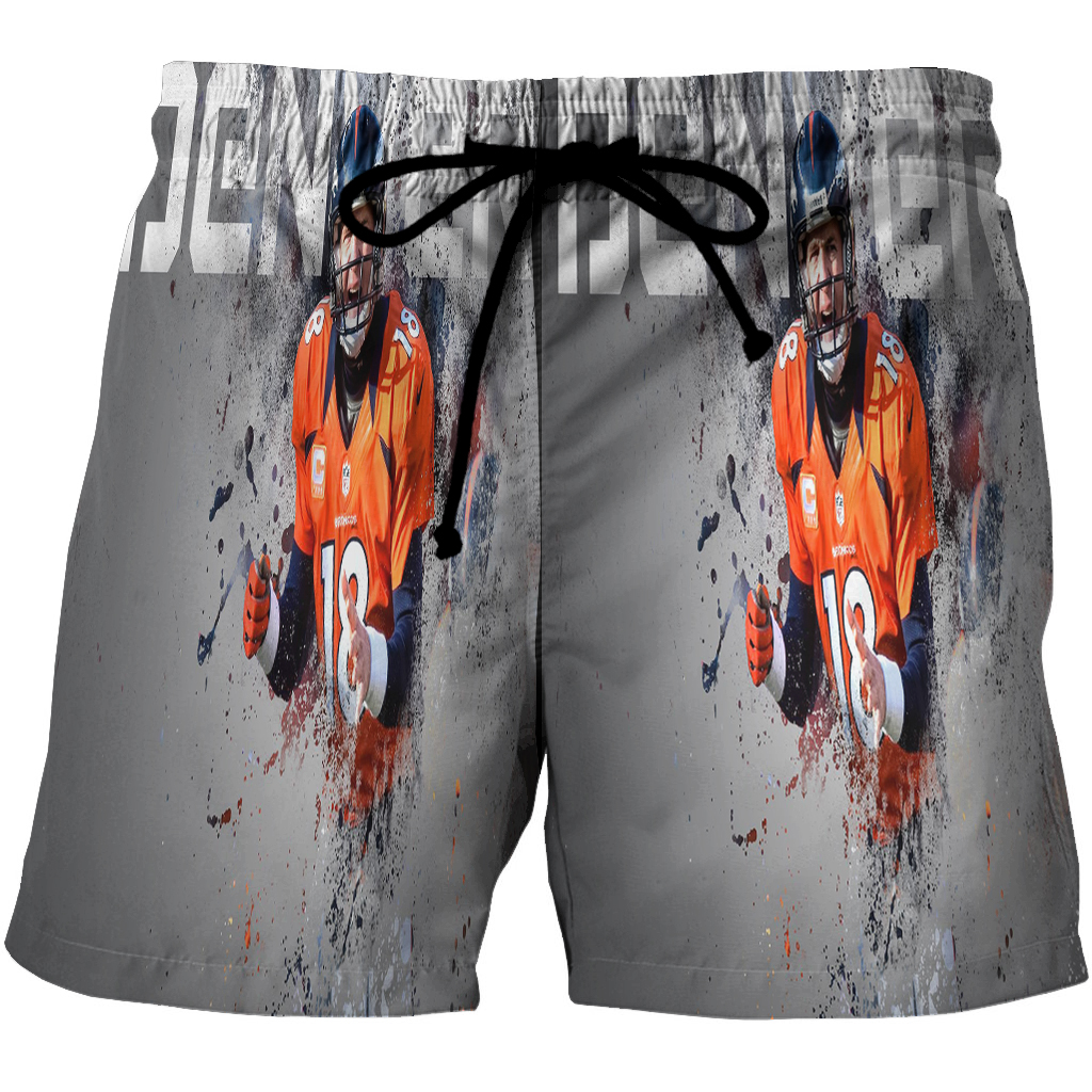 Denver Broncos 18 Peyton Manning V46 3D All Over Print Summer Beach Hawaiian Short