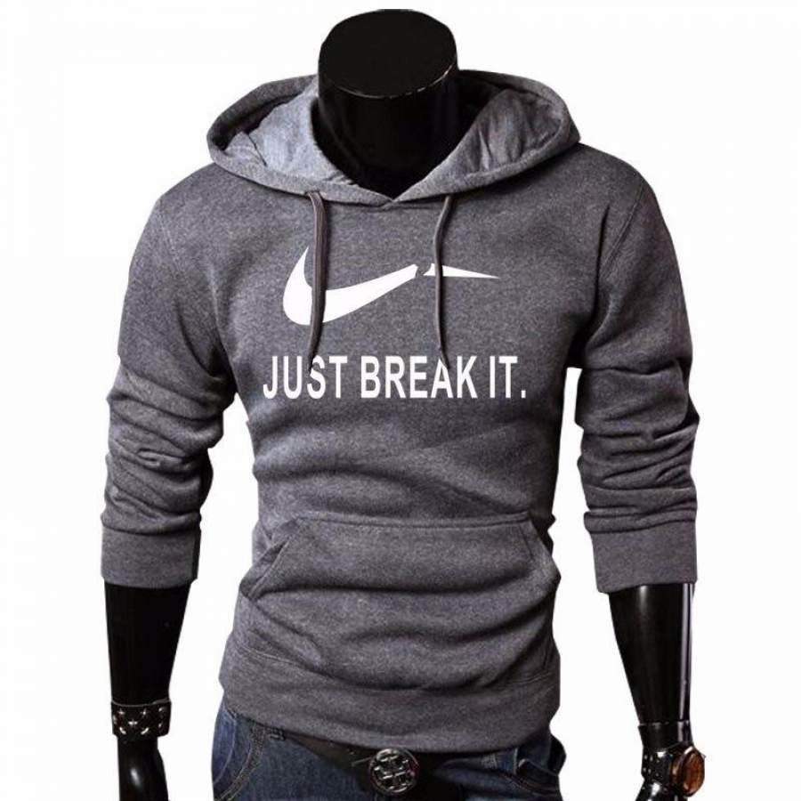2018 Autumn New Arrival High JUST BREAK IT Printed Sportswear Men Sweatshirt Hip-Hop Male Hooded Hoodies Pullover Hoody clothing