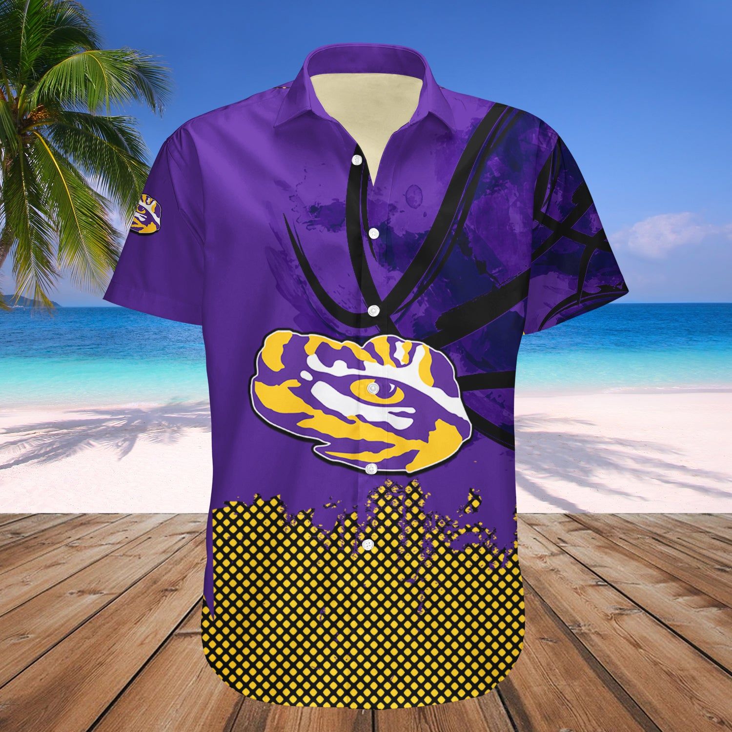 Lsu Tigers Hawaii Shirt Basketball Net Grunge Pattern – NCCA