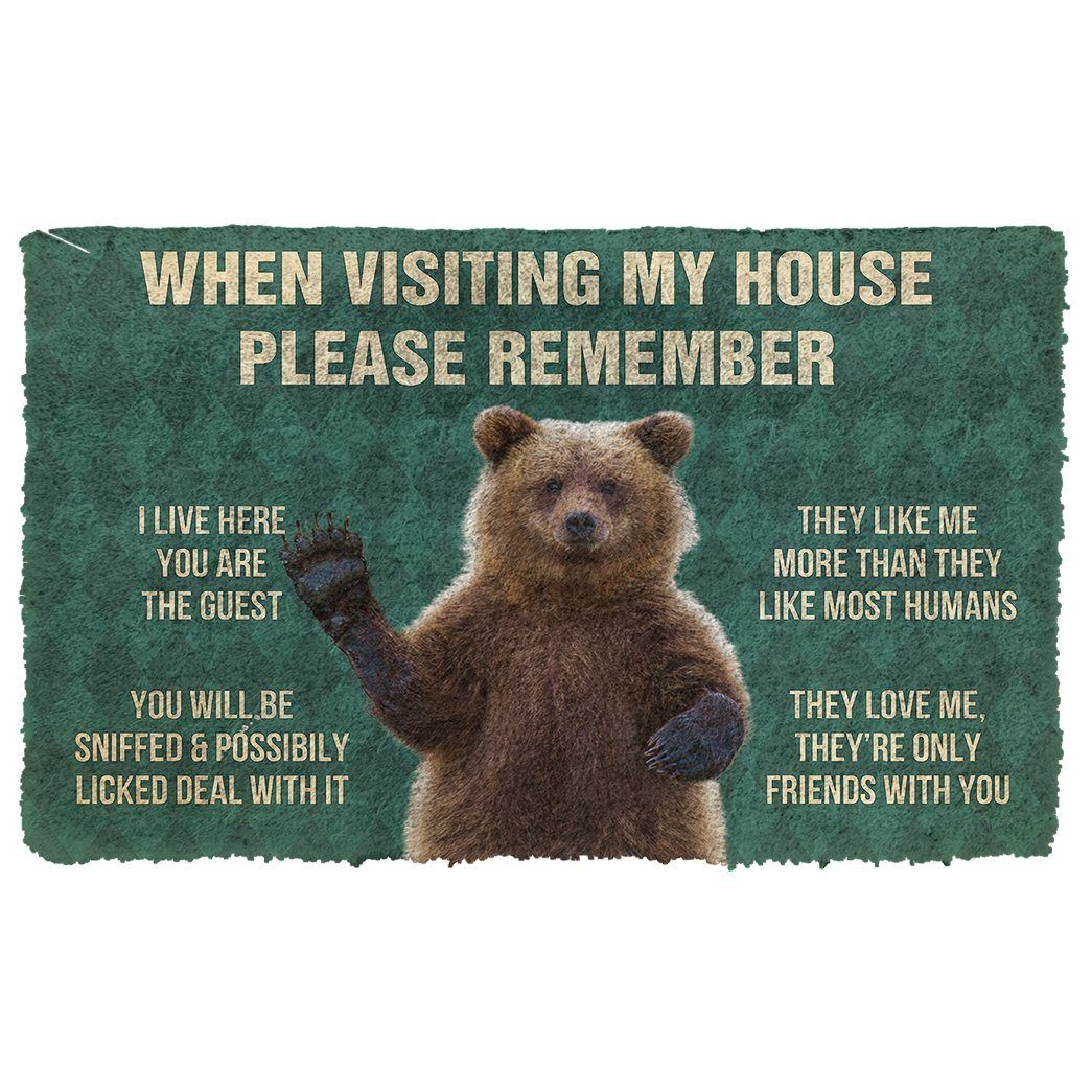 Gearhumans 3D Please Remember Grizzly Bears House Rule Custom Doormat