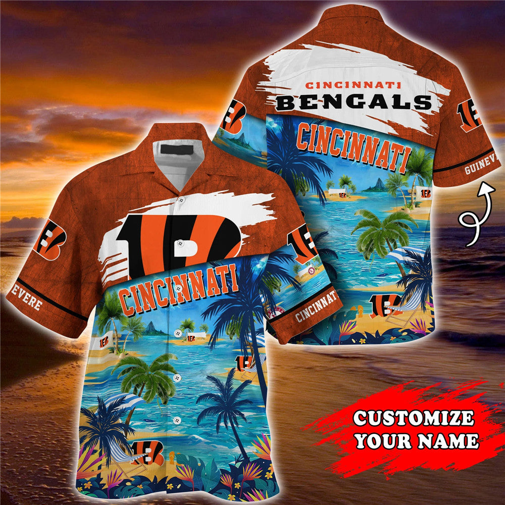 Men’S Cincinnati Bengals Hawaiian Shirt Paradise Floral