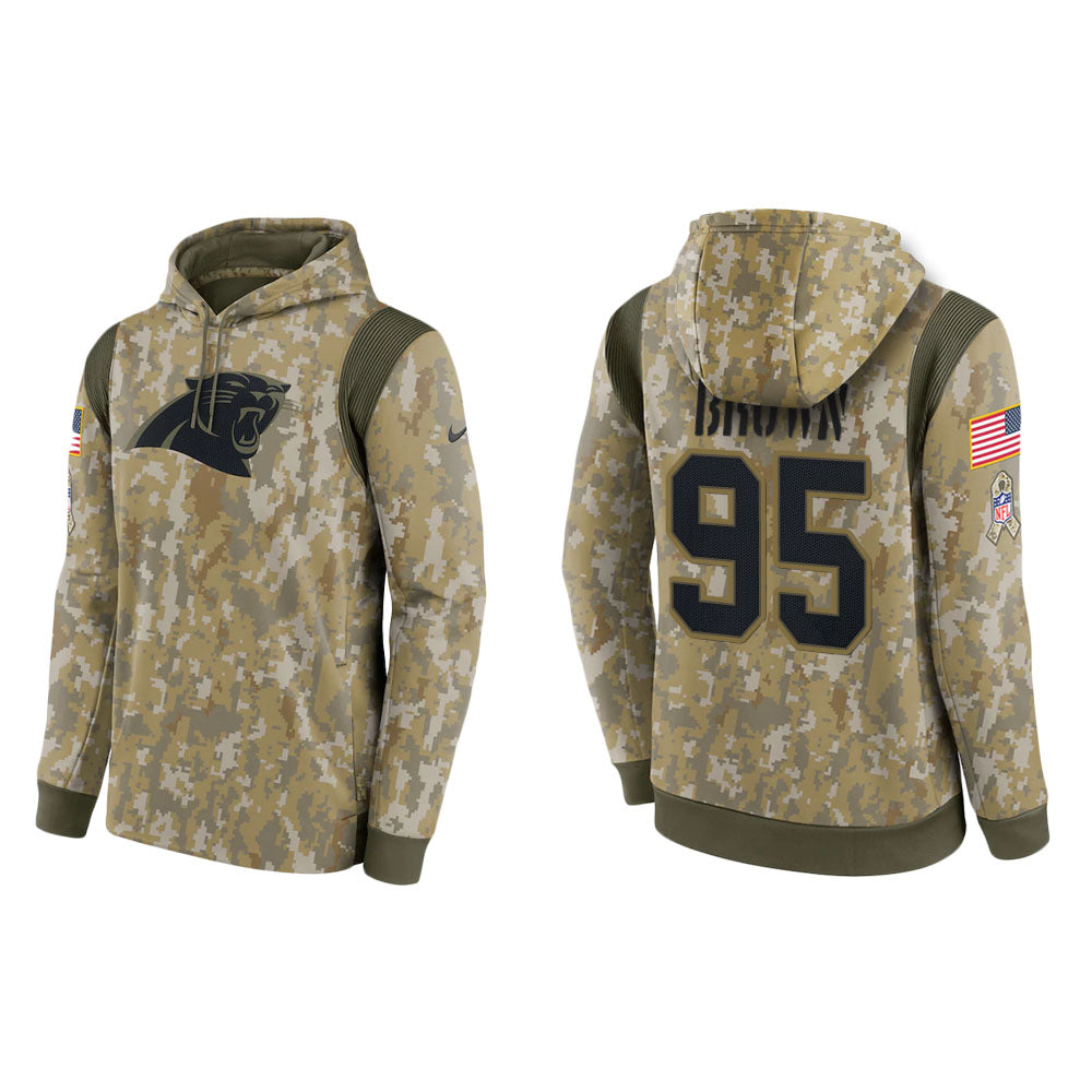 Derrick Brown Carolina Panthers Camo 2021 Salute To Service Veterans Day Therma Pullover Hoodie