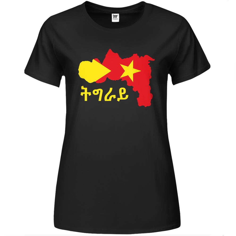 Tigray Flag On Map Premium Womens Tshirts