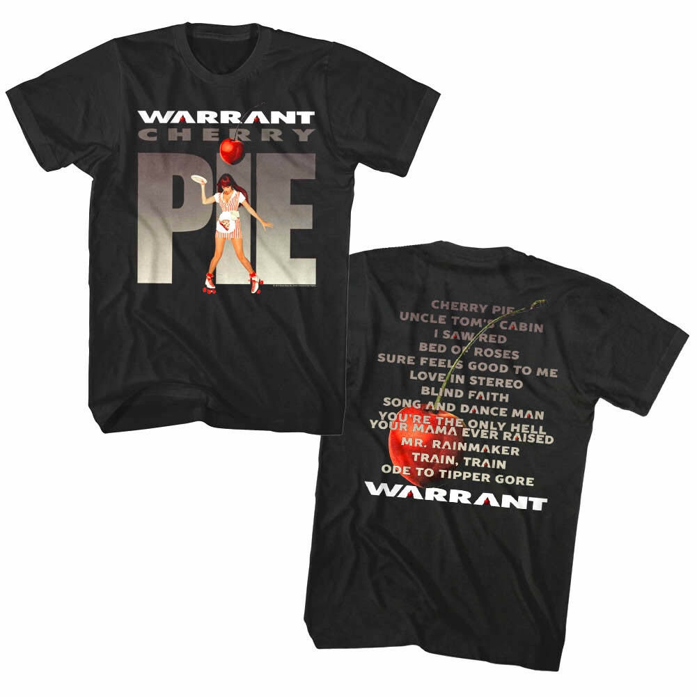 Warrant Men’s T Shirt | Cherry Pie Waitress Album Art Graphic Tee | Rock Group Concert Tour Merch | Glam Metal Band T-Shirt | Music Tracks