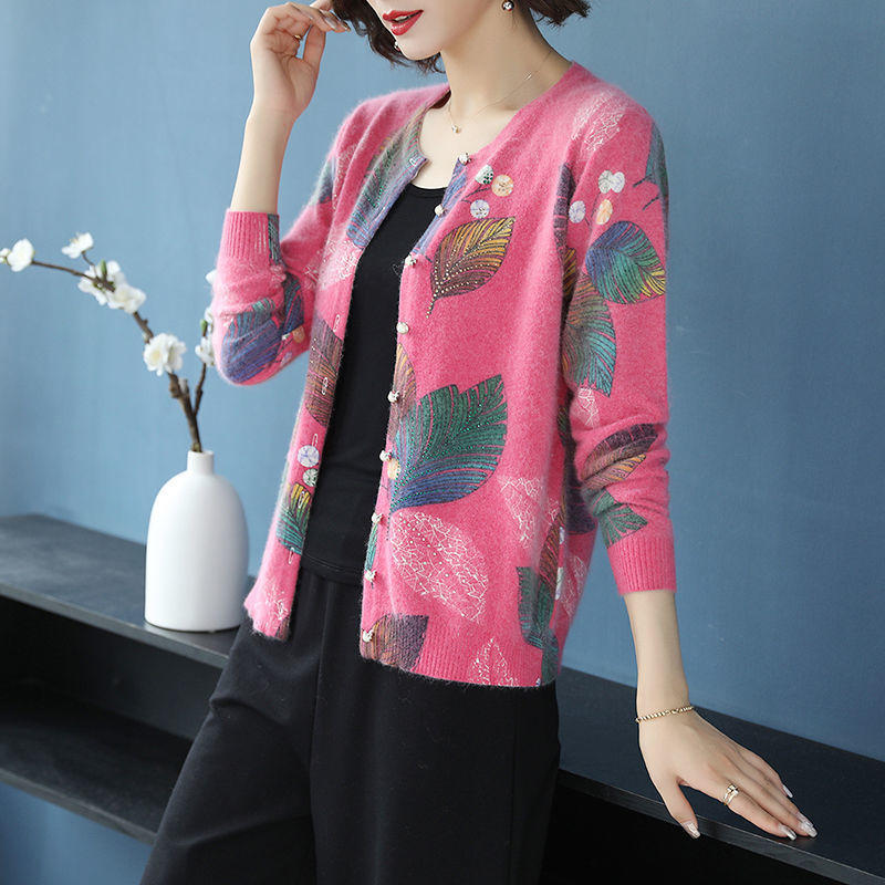 Woman Sweaters Cardigan Spring Autumn Printing Small Cardigan Women’s Sweater Printing Coat Sweater Loose Sueters De Mujer alx