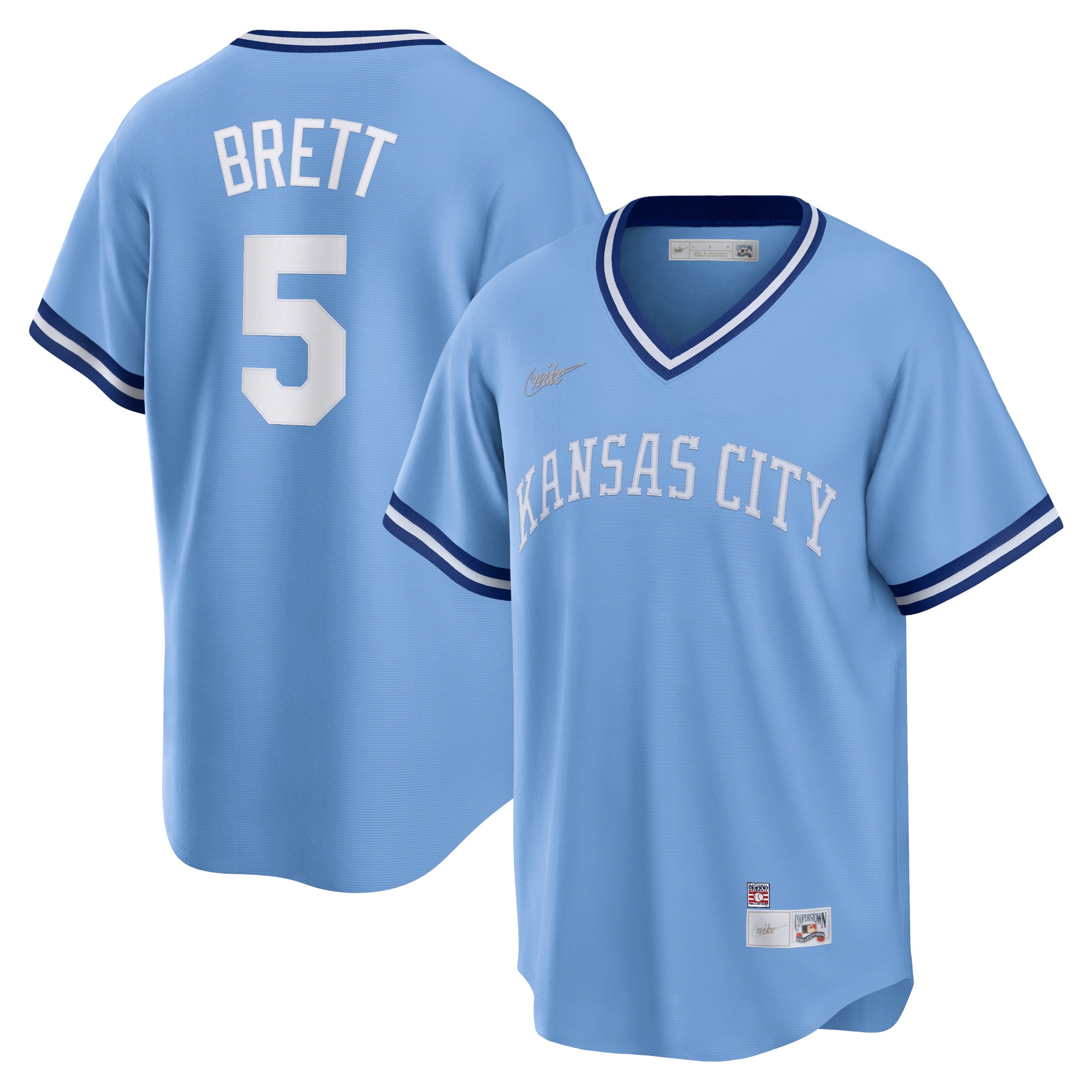 Men’s Kansas City Royals George Brett Light Blue Road Cooperstown Collection Player Jersey