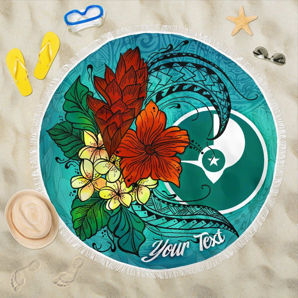 Yap State Beach Blanket – Custom Personalised Tropical Flowers Style