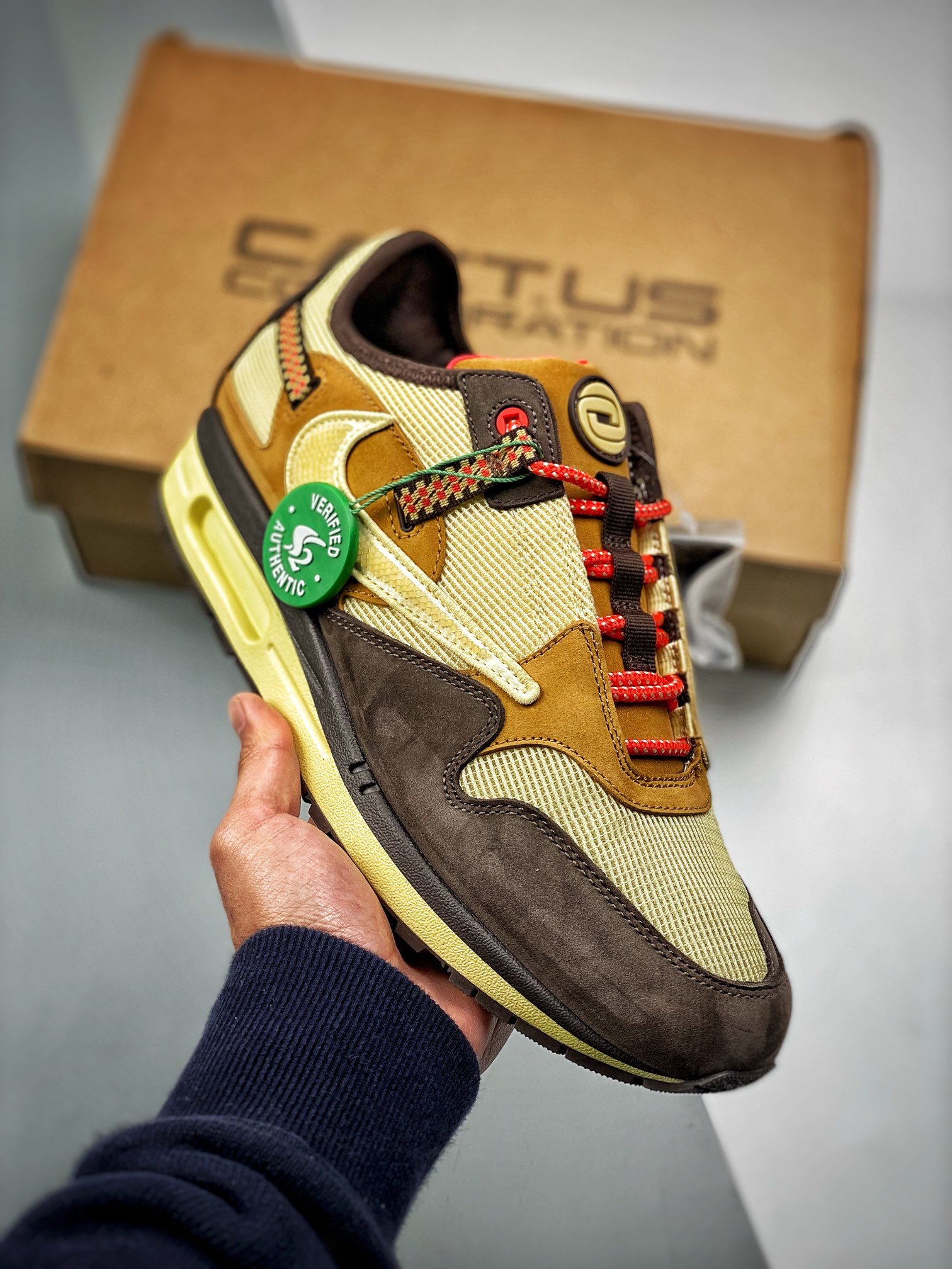 Travis Scott x Nike Air Max 1 Baroque BrownLemon Drop-Wheat-Chile Red 5338804