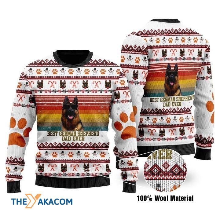 Best German Shepherd Dad Ever Gift For Christmas Ugly Christmas Sweater