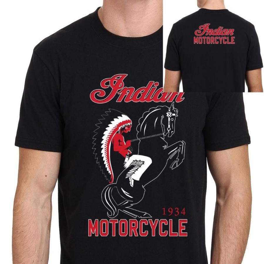 Fashion Personality Pattern Cotton Men’S T-Shirt Indi Motorcycle 1934 Vintage Logo T-Shirt Men’S Punk T-Shirt