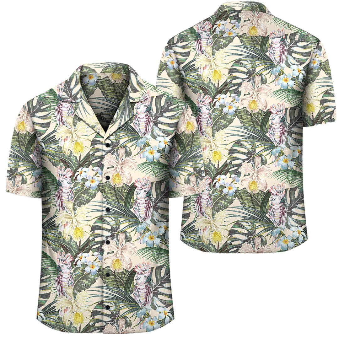 Tropical Jungle Parrots And Flamingos  Hawaiian Shirt