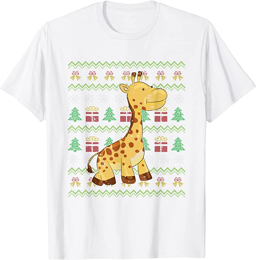 Ugly Christmas Zoo Animal Merry Xmas Cute Africa Giraffe T-Shirt