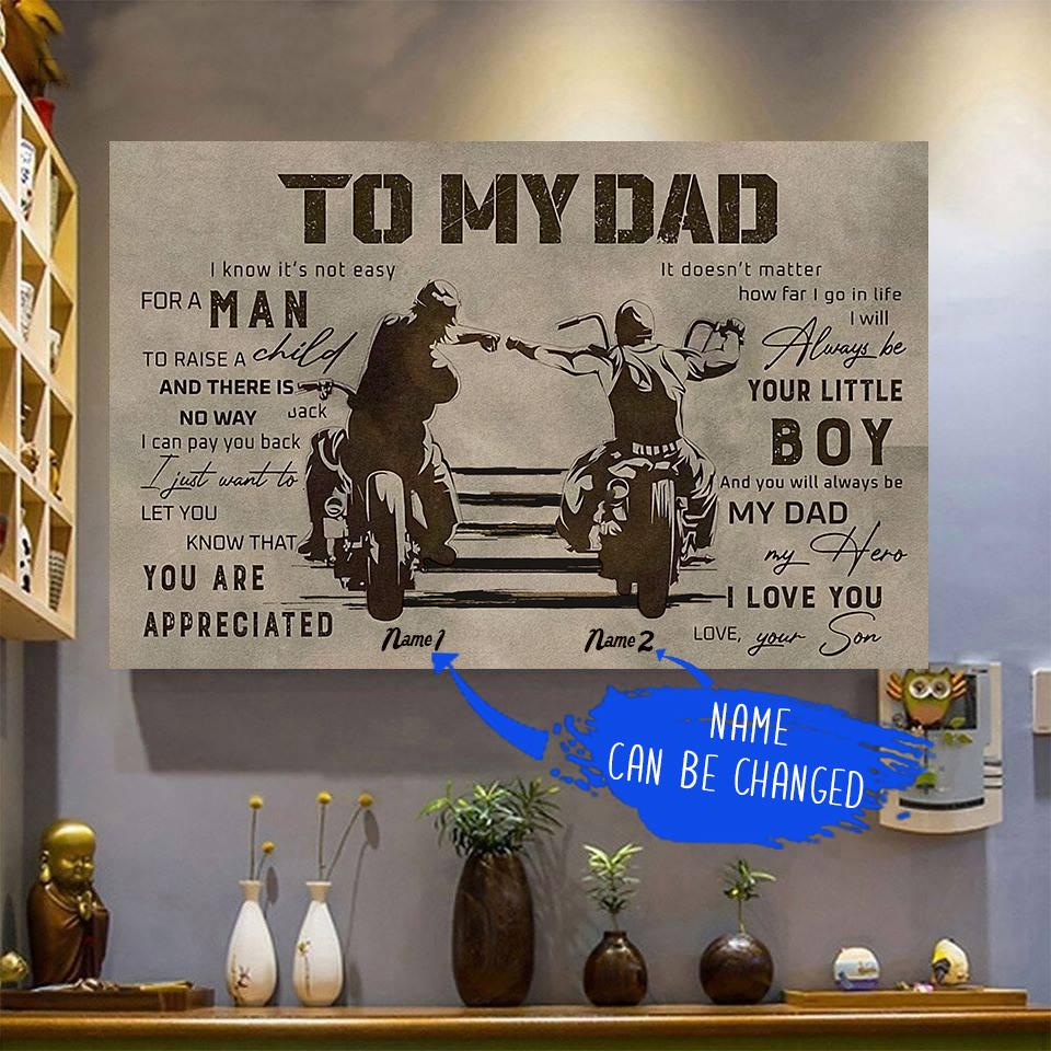 To My Dad Canvas Home Decor Gift For Fathers Day Racing Lover Custom Name Personalized