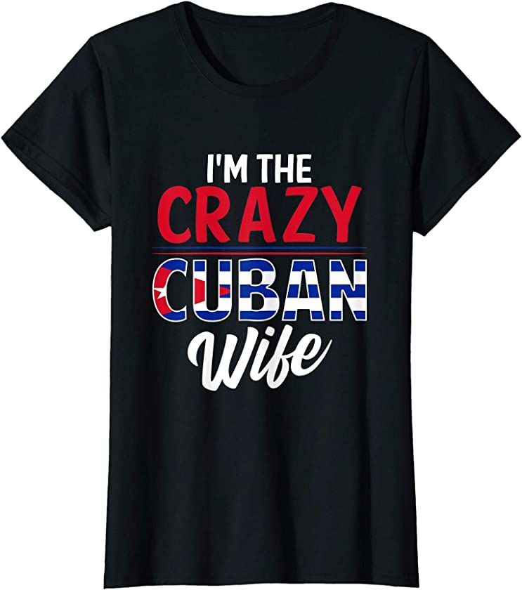 Womens Cuban Wife Gift Funny Cuba Husband Graphic Print T-Shirt