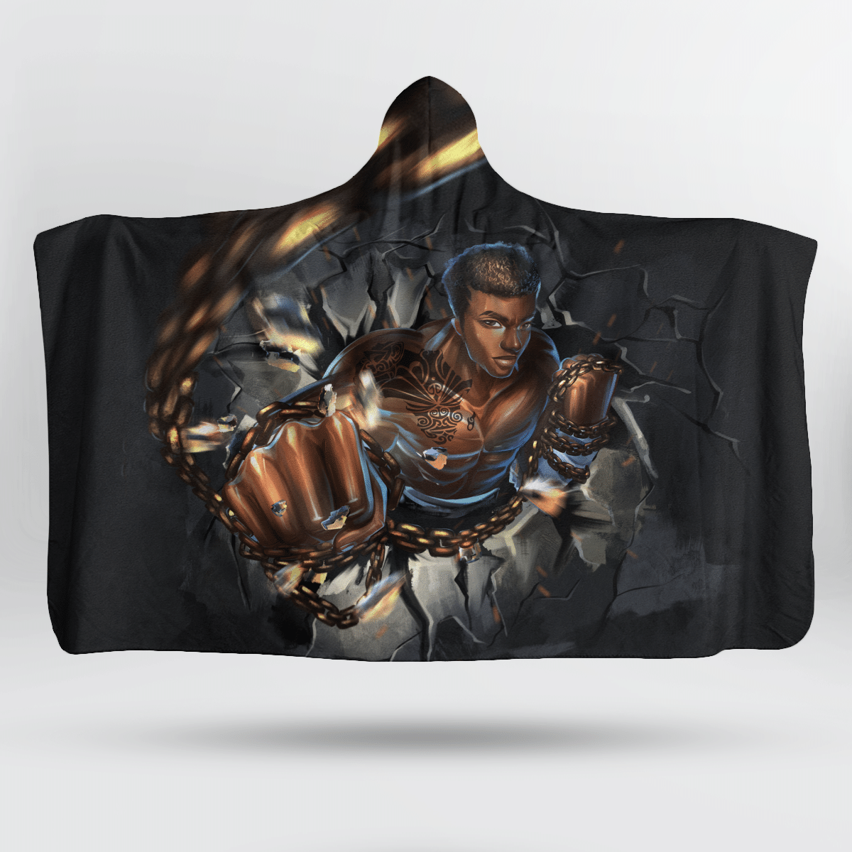 Black Men Knight Hooded Blanket Black King Strong