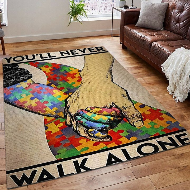 Autism Mom Rug, Autism Awareness Area Rug, Flower Rug, Autism Printing Floor Mat Carpet, Flower Girl Area Rug, Autism Flower Rug, Gifts For Autism