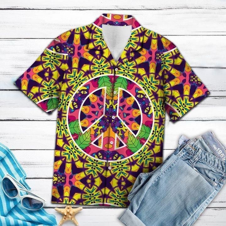 Amazing Hippie Jungle Cats Hawaiian Shirt   Unisex   Full Size   Adult   Colorful   Hw1414