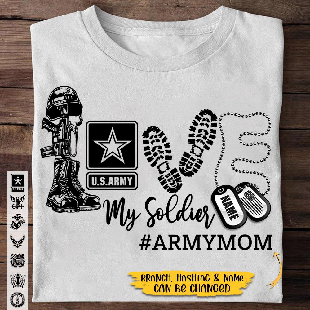 Personalized Shirt Love My Soldier Marine Airman Sailor Coastier Proud Army Marine Air Force Navy Coast Guard Family Member Hashtag Shirt H2511