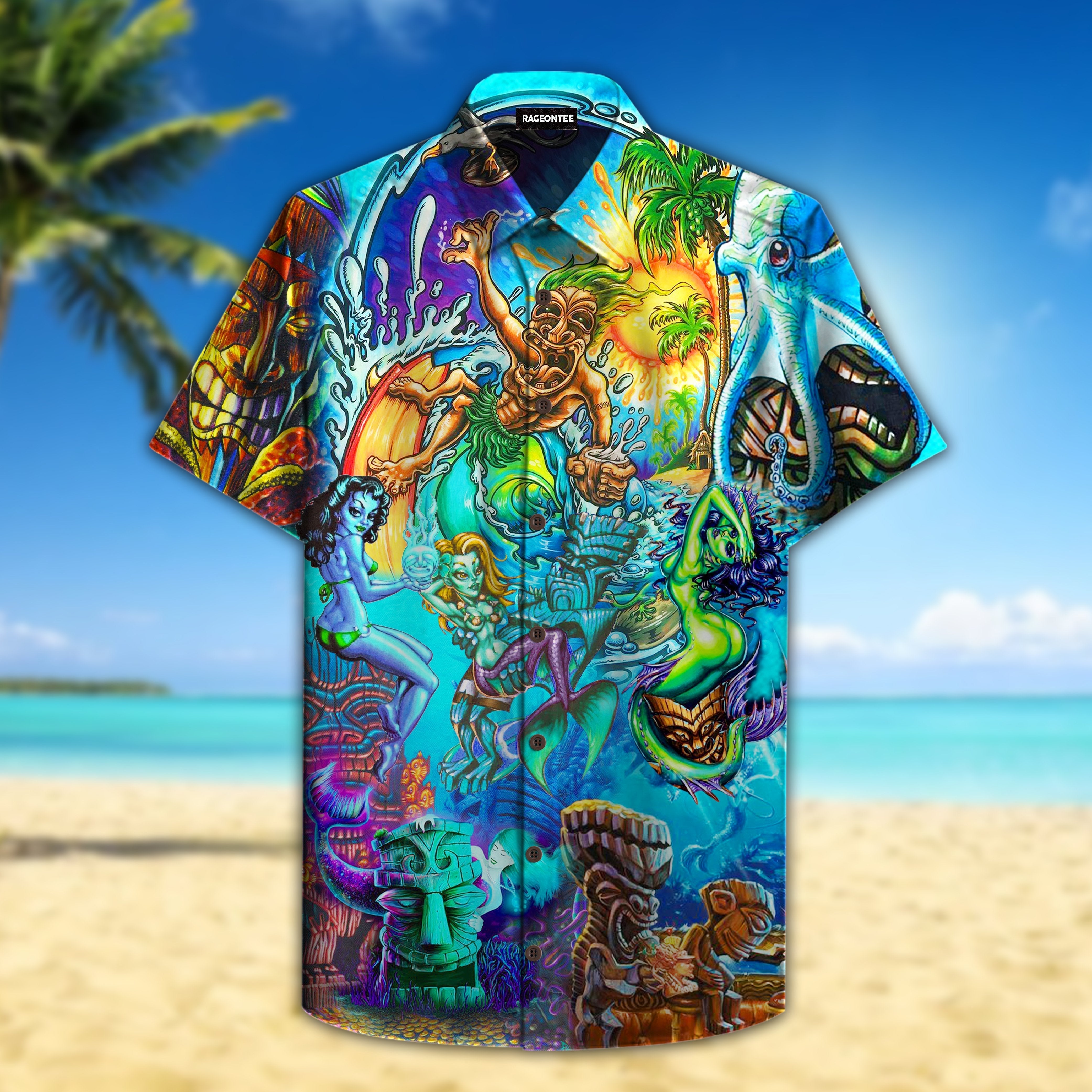 Tiki And Mermaid Island Hawaii Shirt For Men Women Ha75695