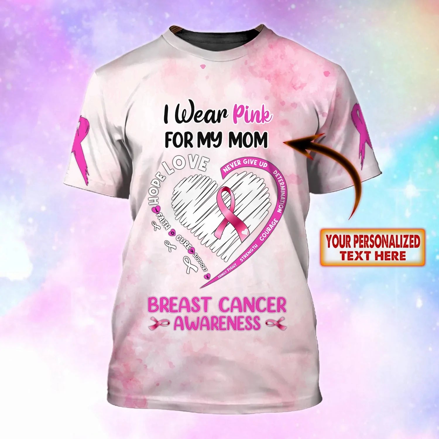 Custom Mom Breast Cancer Shirt, Gift For Breast Cancer Awareness Mom Survivor