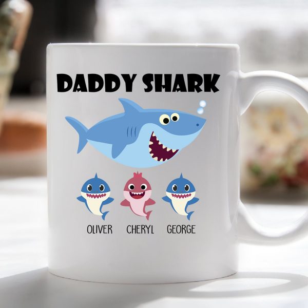 Custom Daddy Shark Mug Dad Coffee Mug Fathers Day Gifts Ideas Ht