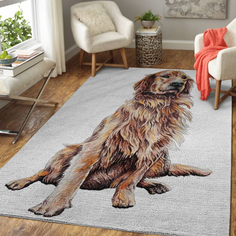 GOLDEN RETRIEVER PORTRAIT  – Pets And Animals Area Rug Carpet