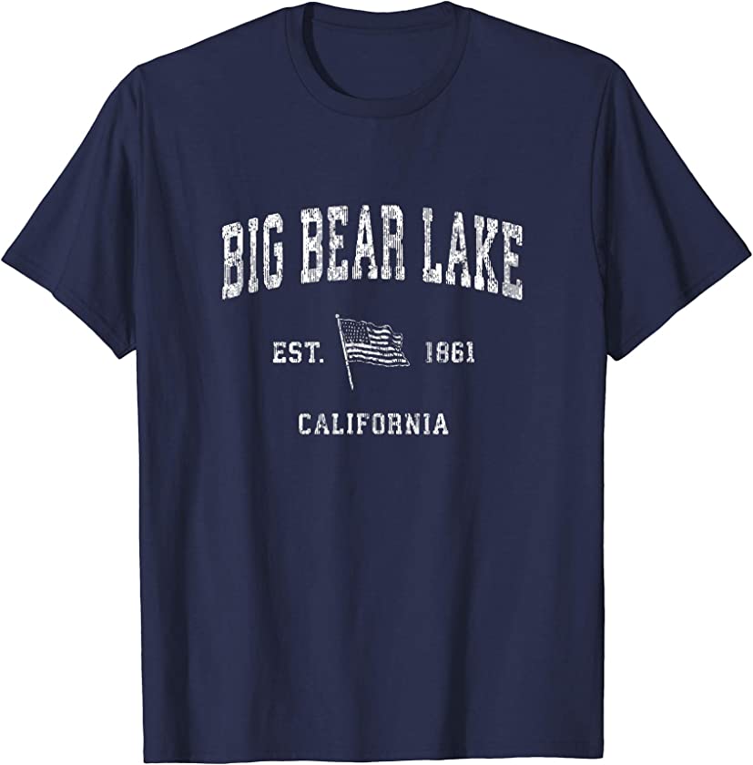 Big Bear Lake California CA T-Shirt Vintage US Flag Tee