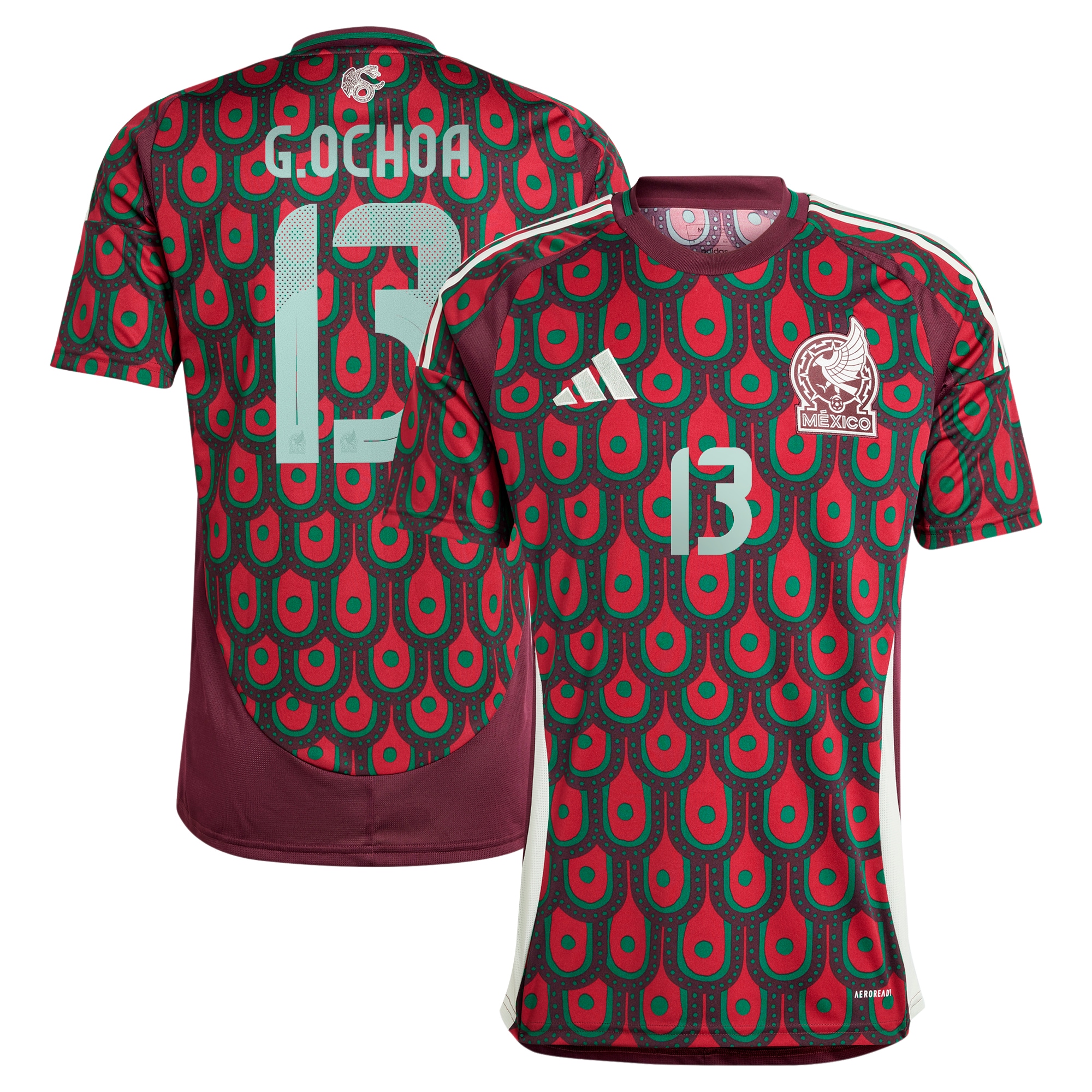 Guillermo Ochoa Mexico National Team 2024 Home Replica Player Jersey – Burgundy