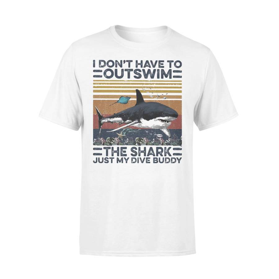 I Don’t Have To Outswim The Shark Just My Dive Buddy Vintage Retro T-shirt