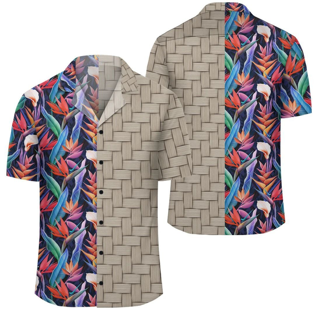 Tropical Flower Lauhala Moiety Hawaiian Shirt