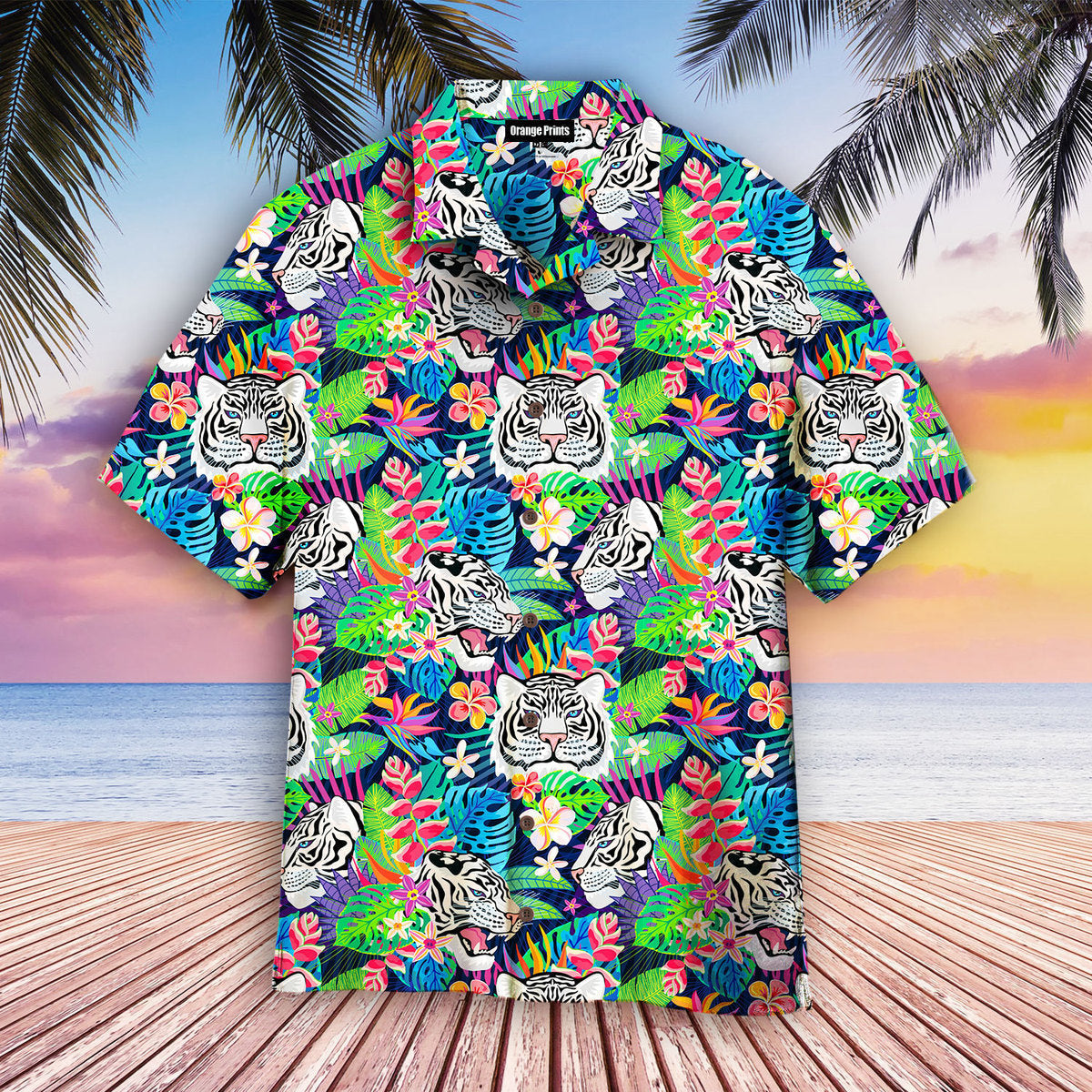 White Tiger Tropical Aloha Hawaiian Shirts For Men & For Women | Wt6609