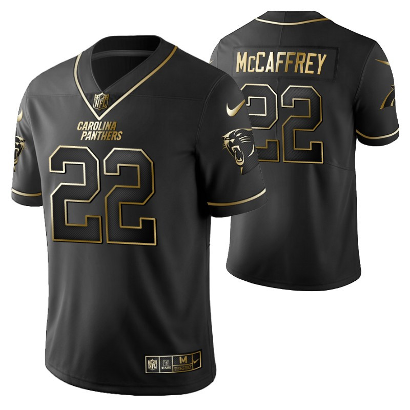 Carolina Panthers Christian Mccaffrey 22 2021 NFL Golden Brandedition Black Jersey Gift For Panthers Fans