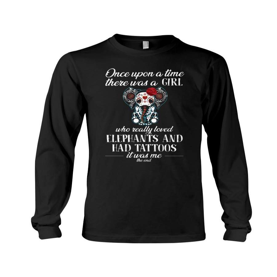 A Girl Loved Elephants And Tattoos Unisex Long Sleeve