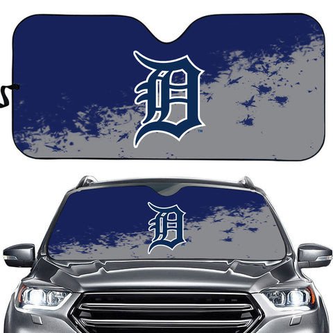 Detroit Tigers Logo Pattern Car Sun Shade 3D Printed In Blue & Grey